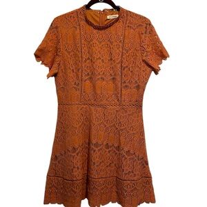 NWT Blu Pepper Elegant Lace Dress in Rust by Zara Large Perfect Fall Color